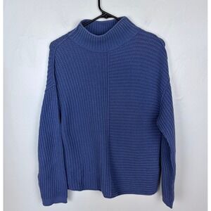 Sonoma Goods For Life Mock Neck Sweater Blue Cotton Blend Cozy Winter Medium
